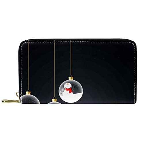 Geldbörse Leder Leder Reißverschluss Lange Geldbörse Frohe Weihnachten Design von DJNGN