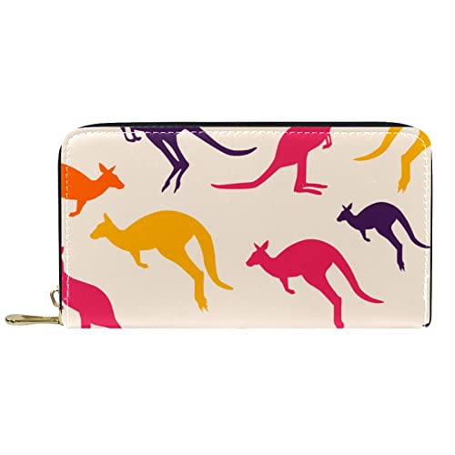 DJNGN Geldbörse Leder Leder Reißverschluss Lange Geldbörse Känguru von DJNGN