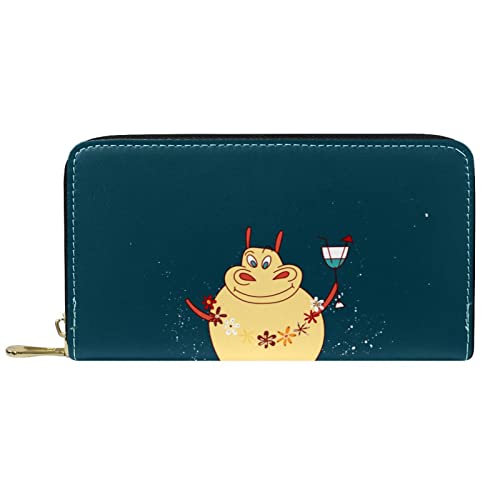 DJNGN Geldbörse Leder Leder Reißverschluss Lange Geldbörse Nilpferd von DJNGN