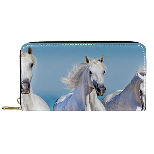 DJNGN Geldbörse Leder Leder Reißverschluss Lange Geldbörse Pferd von DJNGN
