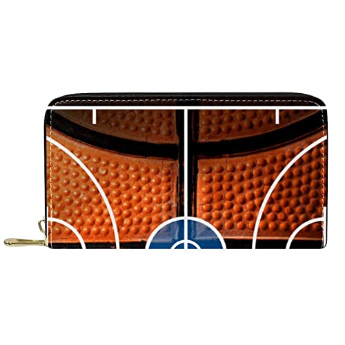 DJNGN Geldbörse Leder Leder Reißverschluss Lange Geldbörse Sport Basketballplatz von DJNGN