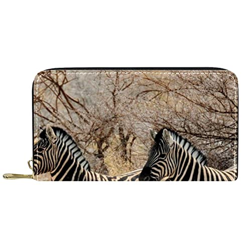 DJNGN Geldbörse Leder Leder Reißverschluss Lange Geldbörse Zebramuster von DJNGN