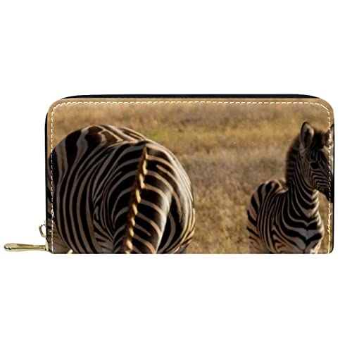 DJNGN Geldbörse Leder Leder Reißverschluss Lange Geldbörse Zebramuster von DJNGN