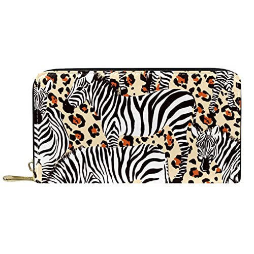 DJNGN Geldbörse Leder Leder Reißverschluss Lange Geldbörse Zebramuster von DJNGN