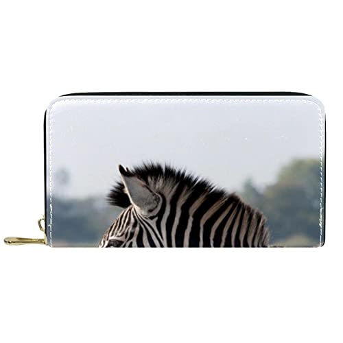 DJNGN Geldbörse Leder Leder Reißverschluss Lange Geldbörse Zebramuster von DJNGN