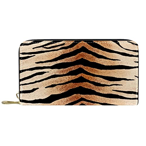 Geldbörse für Damen Clutch Geldbörsen für Damen Kartenhalter Organizer Leder Reißverschluss Geldbörse Tiger Skin Print Stripes von DJNGN