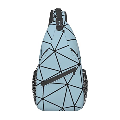 Geometrische Dreiecke, blau, kleine Umhängetasche für Männer und Frauen, Umhängetasche, Rucksack, Wandern, Reisen, Tagesrucksack, Schultertasche von DJNGN