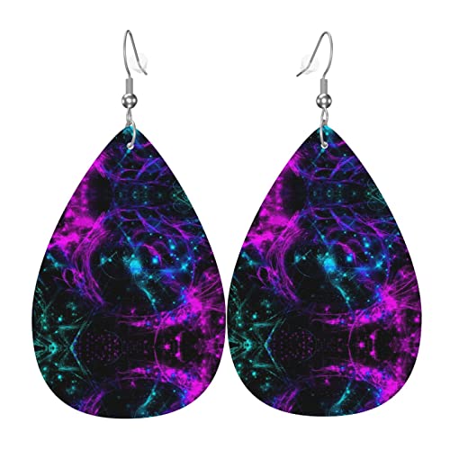 Glow In Dark Splatter Neon Leder Ohrringe für Frauen Baumeln Ohrring Tropfen Anhänger mit Haken Geschenke für Erwachsene Mädchen von DJNGN