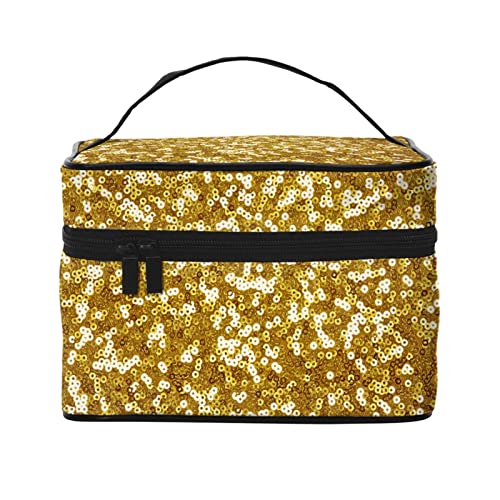 Gold Glitter Make-up Tasche Reise Kosmetiktasche für Frauen Mädchen Große Make-up Organizer Tasche Tragbare Kulturtasche Reiseutensilien von DJNGN