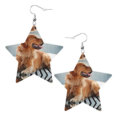 Golden Retriever Hund Pvc Kunstleder Sternförmige Ohrringe Anhänger von DJNGN