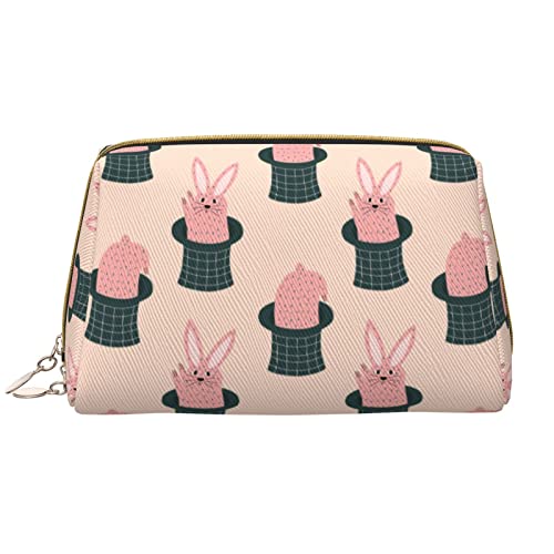 Große Make-up-Tasche, Reise-Kosmetik-Organizer, Leder, tragbar, wasserdicht, mit Reißverschluss, Make-up-Tasche für Frauen und Teenager-Mädchen, Pink Rabbit Magic Hat von DJNGN