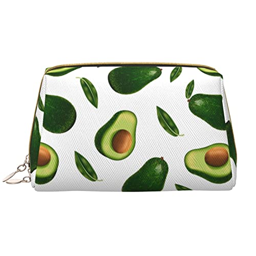 Große Kosmetiktasche, Reise-Kosmetik-Organizer, Leder, tragbar, wasserdicht, mit Reißverschluss, Make-up-Tasche für Damen und Teenager-Mädchen, 3D-Avocado-Muster von DJNGN