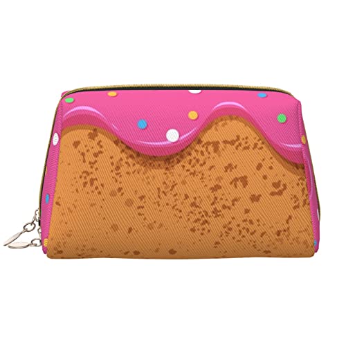 Große Kosmetiktasche, Reise-Kosmetik-Organizer, Leder, tragbar, wasserdicht, mit Reißverschluss, Make-up-Tasche für Damen und Teenager-Mädchen, 3D-Eiscreme-Muster von DJNGN