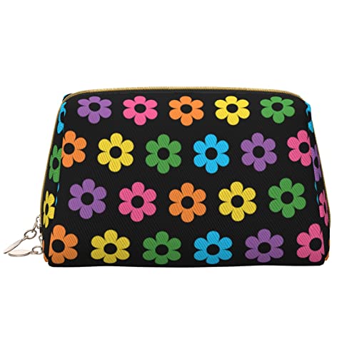 Große Kosmetiktasche, Reise-Kosmetik-Organizer, Leder, tragbar, wasserdicht, mit Reißverschluss, Make-up-Tasche für Damen und Teenager-Mädchen, Farbe: Blumenmuster von DJNGN