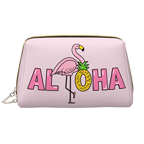 Große Make-up-Tasche Reise-Kosmetik-Organizer Leder Tragbare wasserdichte Make-up-Tasche mit Reißverschluss für Frauen und Teenager-Mädchen Flamingos und INES Hellrosa von DJNGN