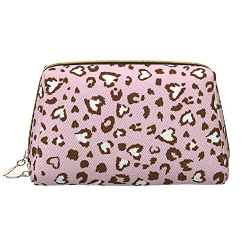 Große Make-up-Tasche Reise-Kosmetik-Organizer Leder Tragbare wasserdichte Make-up-Tasche mit Reißverschluss für Frauen und Teenager-Mädchen Pink Heart Spots von DJNGN