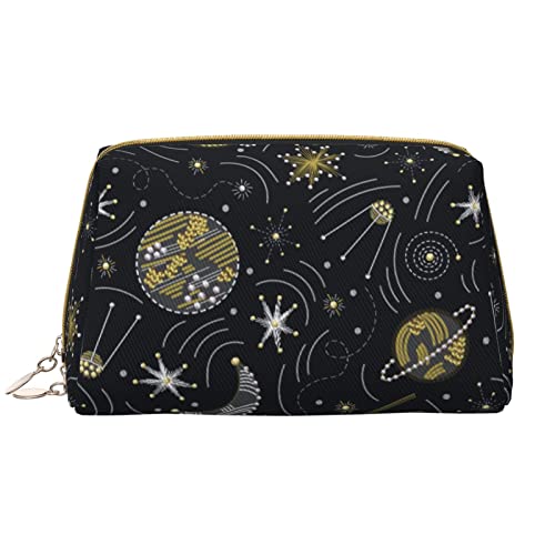 Große Kosmetiktasche, Reise-Kosmetik-Organizer, Leder, tragbar, wasserdicht, mit Reißverschluss, Make-up-Tasche für Frauen und Teenager-Mädchen, Planet Stars von DJNGN