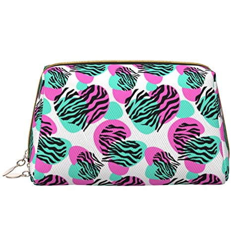 Große Make-up-Tasche Reise-Kosmetik-Organizer Leder Tragbare wasserdichte Make-up-Tasche mit Reißverschluss für Frauen und Teenager-Mädchen Rosa Zebra von DJNGN