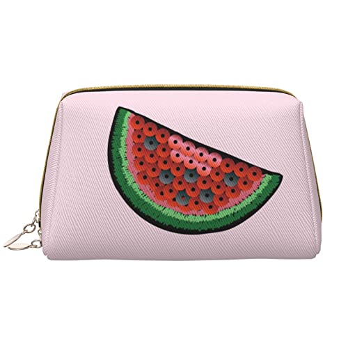 Große Make-up-Tasche für Reisen, Kosmetik-Organizer, Leder, tragbar, wasserdicht, Reißverschluss, Make-up-Tasche für Frauen und Teenager-Mädchen, Wassermelone, Pailletten, Hellrosa von DJNGN