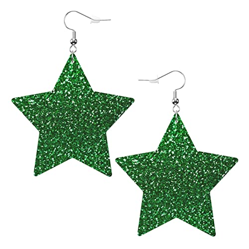 Grüner Pailletten-Glanz-Pvc-Kunstleder-Ohrring-Anhänger in Sternform von DJNGN