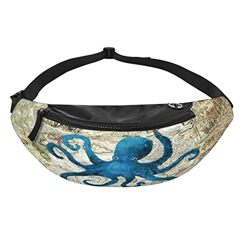 Gürteltasche Vintage Blue Octopus Fashion Hüfttasche Casual Fanny Hüfttasche für Männer Frauen Verstellbare Gürteltasche für Reisen Wandern Sport von DJNGN