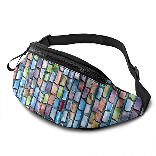 Gürteltasche für Männer und Frauen, Bunte Mosaikstruktur, Hüfttasche mit Gürtel, verstellbare Sling-Tasche, Crossbody-Umhängetasche, Brusttasche für Reisen, Wandern, Radfahren, Laufen von DJNGN