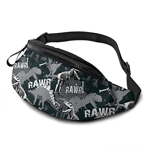 Gürteltasche für Männer und Frauen, Dinosaurier-Skelett-Hüfttasche mit Gürtel, verstellbare Umhängetasche, Umhängetasche, Brusttasche für Reisen, Wandern, Radfahren, Laufen von DJNGN