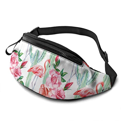 Gürteltasche für Männer und Frauen, Pink Flamingo Cactus Roses Hüfttasche mit Gürtel, verstellbare Umhängetasche, Umhängetasche, Brusttasche für Reisen, Wandern, Radfahren, Laufen von DJNGN