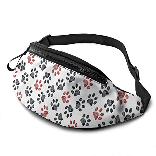 Gürteltasche für Männer und Frauen, Schwarze und rote Pfotenabdrücke, Hüfttasche mit Gürtel, verstellbare Umhängetasche, Umhängetasche, Brusttasche für Reisen, Wandern, Radfahren, Laufen Gürteltasche für Männer und Frauen, Schwarze und rote Pfotenabdrücke, Hüfttasche mit Gürtel, verstellbare Umhängetasche, Umhängetasche, Brusttasche für Reisen, Wandern, Radfahren, Laufen von DJNGN