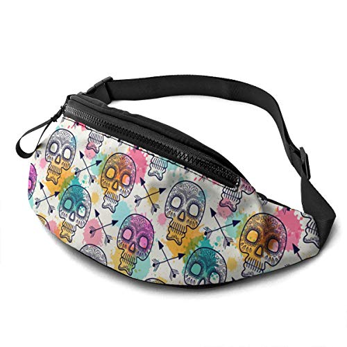 Gürteltasche für Männer und Frauen, Totenkopf-Hüfttasche mit Gürtel, verstellbare Umhängetasche, Umhängetasche, Brusttasche für Reisen, Wandern, Radfahren, Laufen von DJNGN