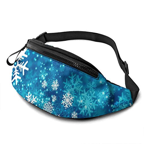 Gürteltasche für Männer und Frauen, Weihnachten, Eisblau, Schneeflocke, Hüfttasche mit Gürtel, verstellbare Umhängetasche, Umhängetasche, Brusttasche für Reisen, Wandern, Radfahren, Laufen von DJNGN