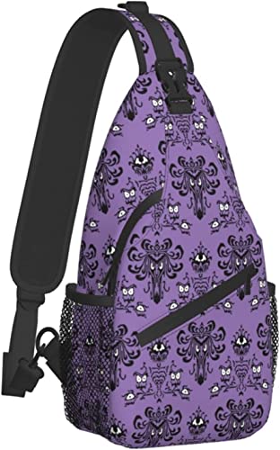 Haunted-Mansion Umhängetasche, Umhängetasche, Reisen, Wandern, Brustrucksack, One-Shoulder-Tagesrucksack für Damen, Herren, Unisex, Radfahren, Fitnessstudio von DJNGN