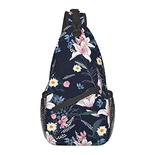 Hawaii Tropical Flower Sling-Rucksack, Reisen, Wandern, Tagesrucksack, Blumenmuster, Seil, Umhängetasche für Damen und Herren von DJNGN