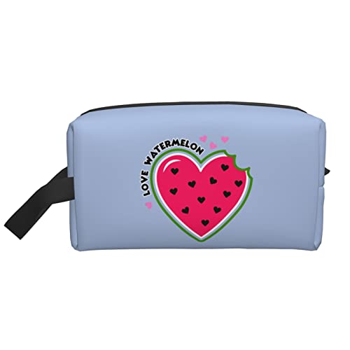 Herzförmige Wassermelonen Hellblaue Make-up-Tasche Reise-Toilettenartikel Make-up-Organizer Reise Große Kapazität Tragbare Reise-Kosmetiktaschen für Frauen Mädchen von DJNGN