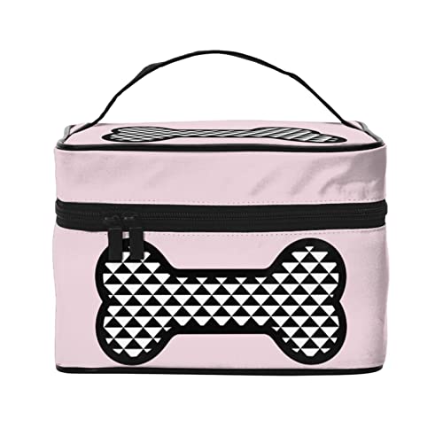 Hundeknochen Hellrosa Make-up-Tasche Kulturtasche für Frauen Kosmetiktasche Reise-Kulturtasche Make-up-Reisetasche Make-up-Organizer Große Make-up-Tasche von DJNGN