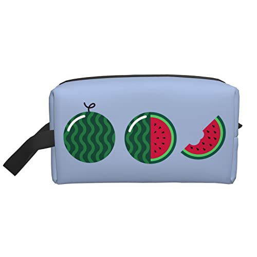 Interessante Wassermelone Hellblaue Make-up-Tasche, Reise-Toilettenartikel, Make-up-Organizer, große Kapazität, tragbare Reise-Kosmetiktaschen für Frauen und Mädchen von DJNGN