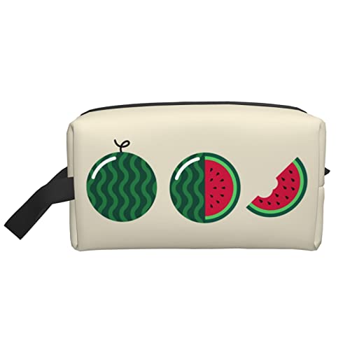 Interessante Wassermelonen-Beige-Make-up-Tasche Reise-Toilettenartikel Make-up-Organizer Reisen Große Kapazität Tragbare Reise-Kosmetiktaschen für Frauen Mädchen von DJNGN