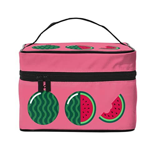 Interessante Wassermelonen-Pfirsich-Rosa-Make-up-Tasche Kulturtasche für Frauen, Kosmetiktasche, Reise-Kulturtasche, Make-up-Reisetasche, Make-up-Organizer, große Make-up-Tasche von DJNGN