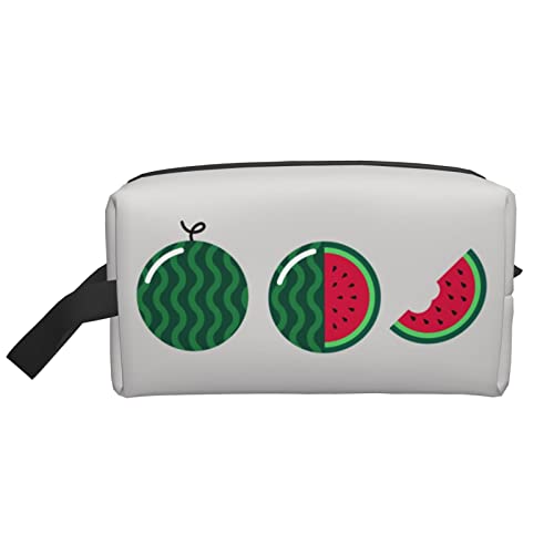 Interessante Wassermelonen-weiße Make-up-Tasche, Reise-Toilettenartikel, Make-up-Organizer, große Kapazität, tragbare Reise-Kosmetiktaschen für Frauen und Mädchen von DJNGN