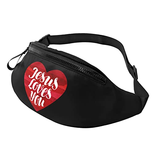 Jesus Loves You Gürteltasche Herren und Damen Verstellbare Reise Brusttasche Outdoor Laufen Gürteltasche von DJNGN