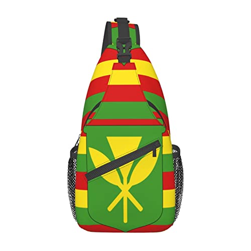 Kanaka Maoli Native Hawaiian Flag Sling-Rucksack, Reise-Crossbody, lässige Brust-Umhängetasche, modische Gürteltasche von DJNGN