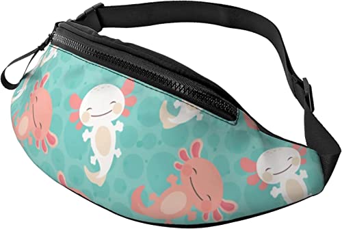 Kawaii Axolotl Lässige Gürteltasche für Männer und Frauen, Verstellbarer Gürtel, Gürteltasche für Reisen, Wandern, Radfahren, Laufen, Festival, Rave von DJNGN