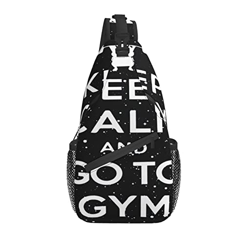 „Keep Calm and Go to Gym, Sling-Rucksack, Brust-Umhängetasche, lässiger Tagesrucksack für Männer und Frauen „Keep Calm and Go to Gym, Sling-Rucksack, Brust-Umhängetasche, lässiger Tagesrucksack für Männer und Frauen von DJNGN