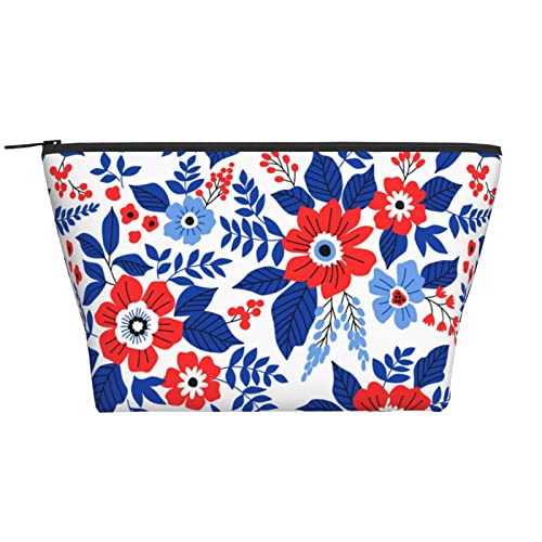 Kleine Make-up-Tasche für Frauen, Teenager, Mädchen, kleine Kosmetik-Kulturtasche, Reise, niedliche Tasche, Make-up-Tasche, Zubehör, Organizer, Blau, Blumen von DJNGN