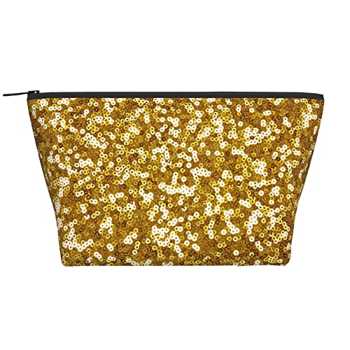 Kleine Make-up-Tasche für Frauen, Teenager, Mädchen, kleine Kosmetik-Kulturtasche, Reise, niedliche Tasche, Make-up-Tasche, Zubehör, Organizer, Goldglitter von DJNGN