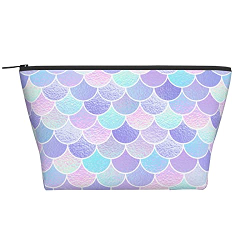 Kleine Make-up-Tasche für Damen, Teenager und Mädchen, kleine Kosmetiktasche, Kulturbeutel für Reisen, süße Tasche, Make-up-Tasche, Zubehör-Organizer, Fischschuppen von DJNGN