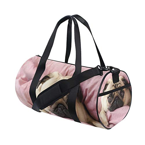 Kleine süße Hunderasse Mops Schlafsack Gym Seesack Canvas Reise Weekender Gepäck Handtasche für Männer Frauen Sport und Übernachtung von DJNGN