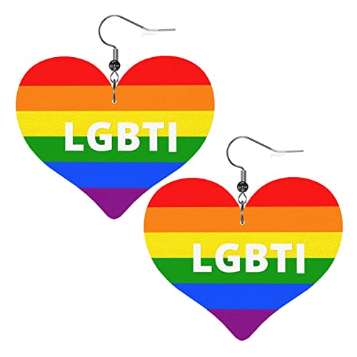 LGBT-Regenbogen-Stolz-Flagge, Leder-Ohrringe für Frauen, baumelnder Ohrring, Tropfen-Anhänger mit Haken, Geschenke für erwachsene Mädchen von DJNGN