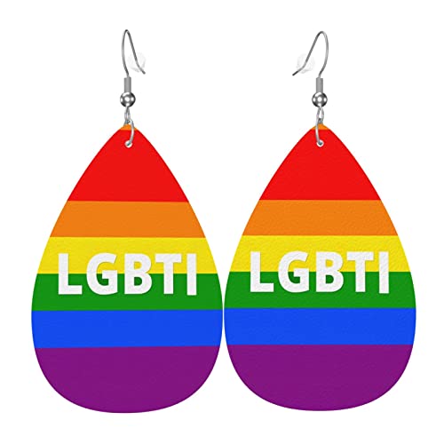LGBT-Regenbogen-Stolz-Flagge, Leder-Ohrringe für Frauen, baumelnder Ohrring, Tropfen-Anhänger mit Haken, Geschenke für erwachsene Mädchen von DJNGN