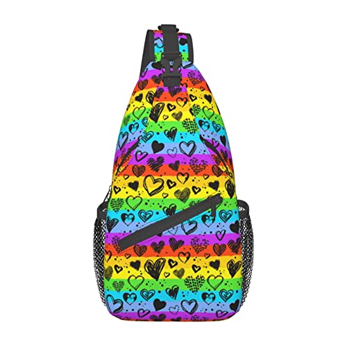 LGBTQ Rainbow Pride Love Wins Sling-Rucksack, Brusttasche, Umhängetaschen, Fitnessstudio, Radfahren, Wandern, Reisen, Tagesrucksack für Männer und Frauen von DJNGN